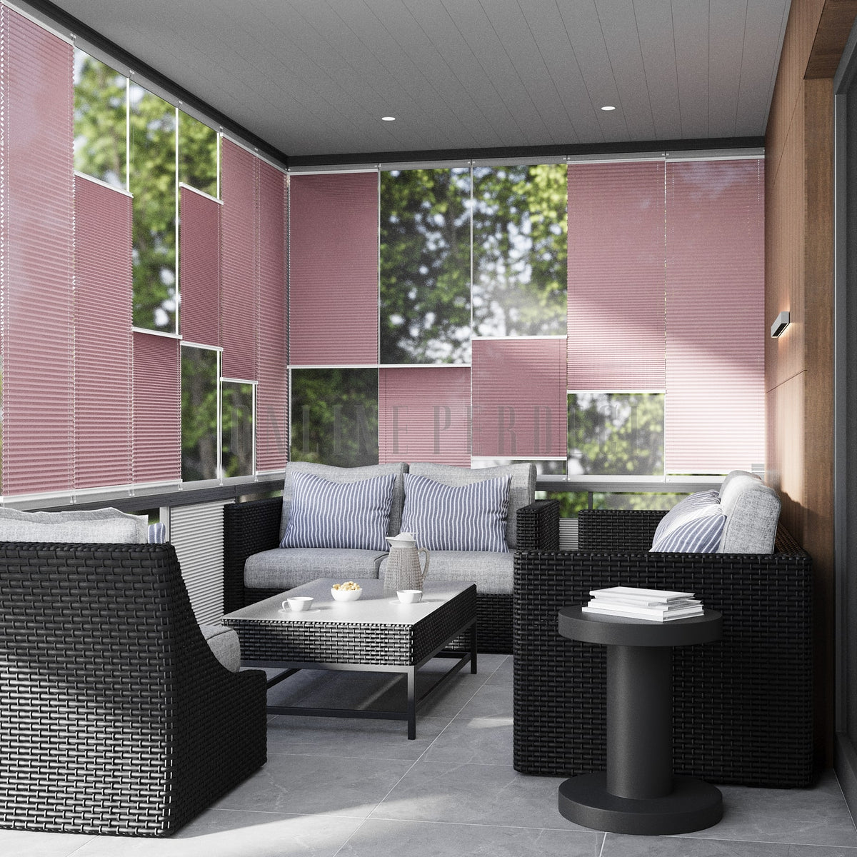 16 MM Brillo Pembe Düz Plise Perde