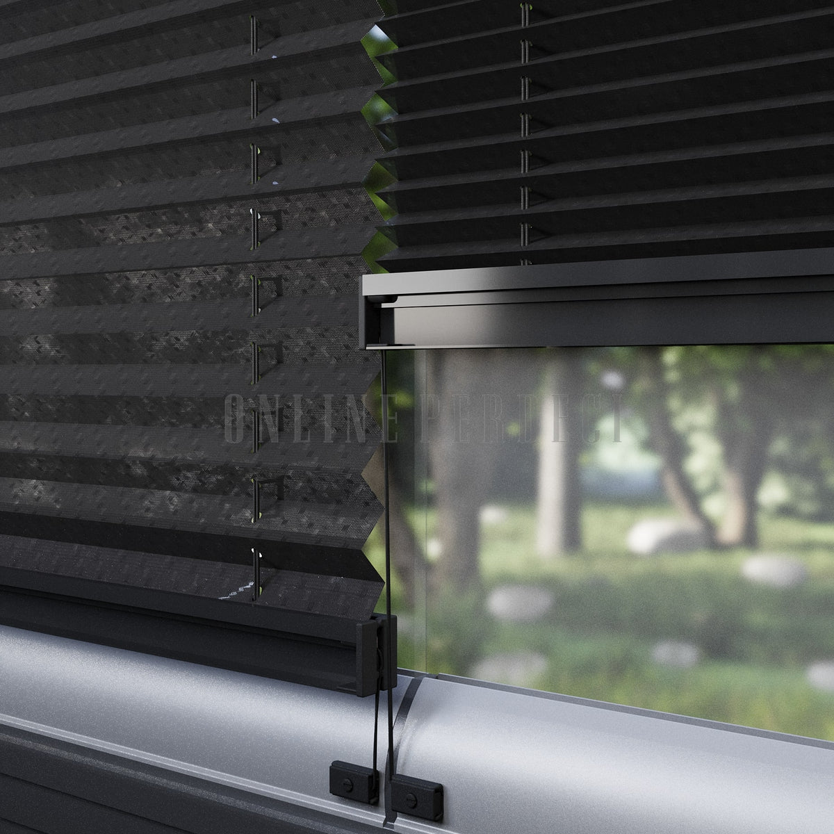 16 MM Desenli Tacta Siyah Plise Perde