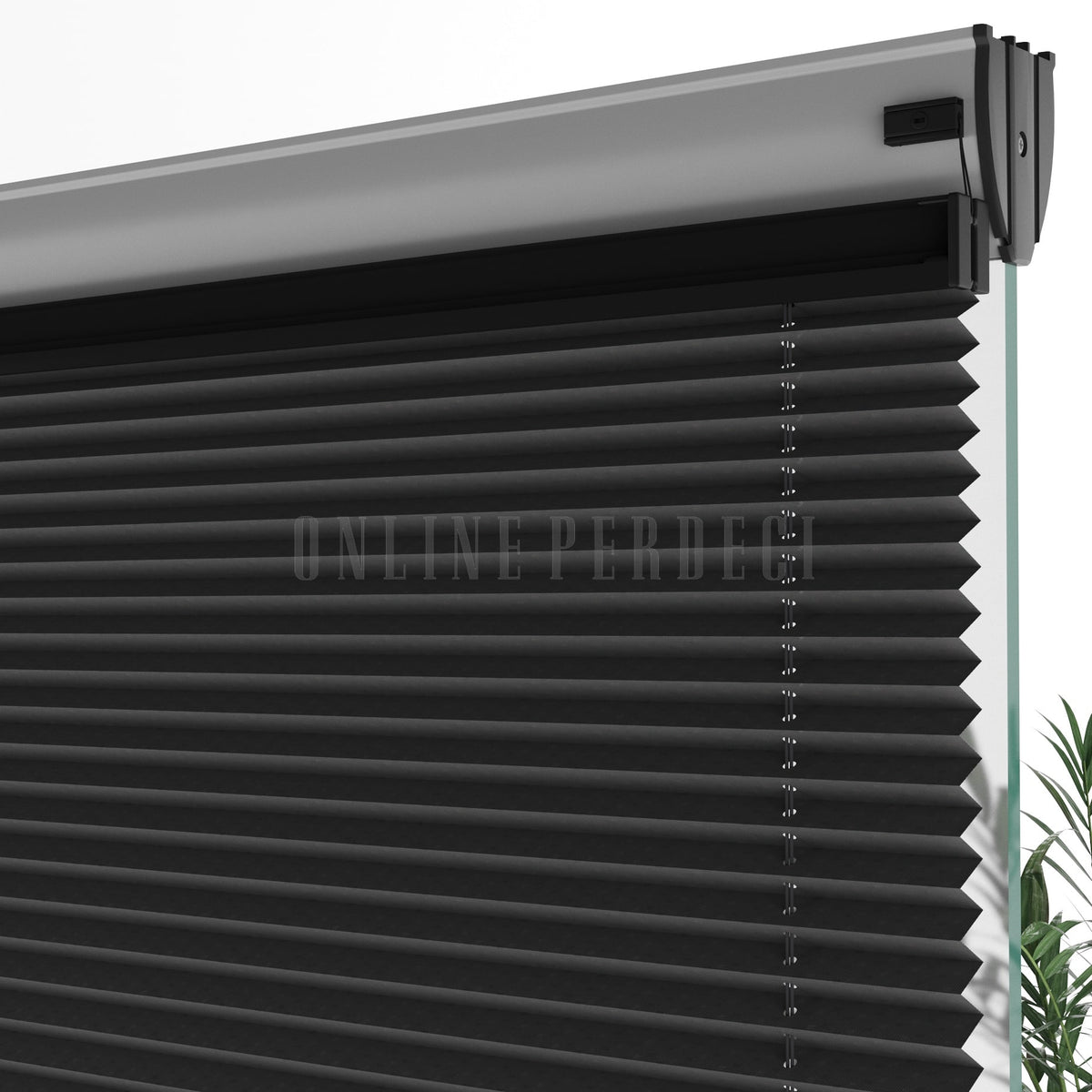 16 MM Desenli Tacta Siyah Plise Perde