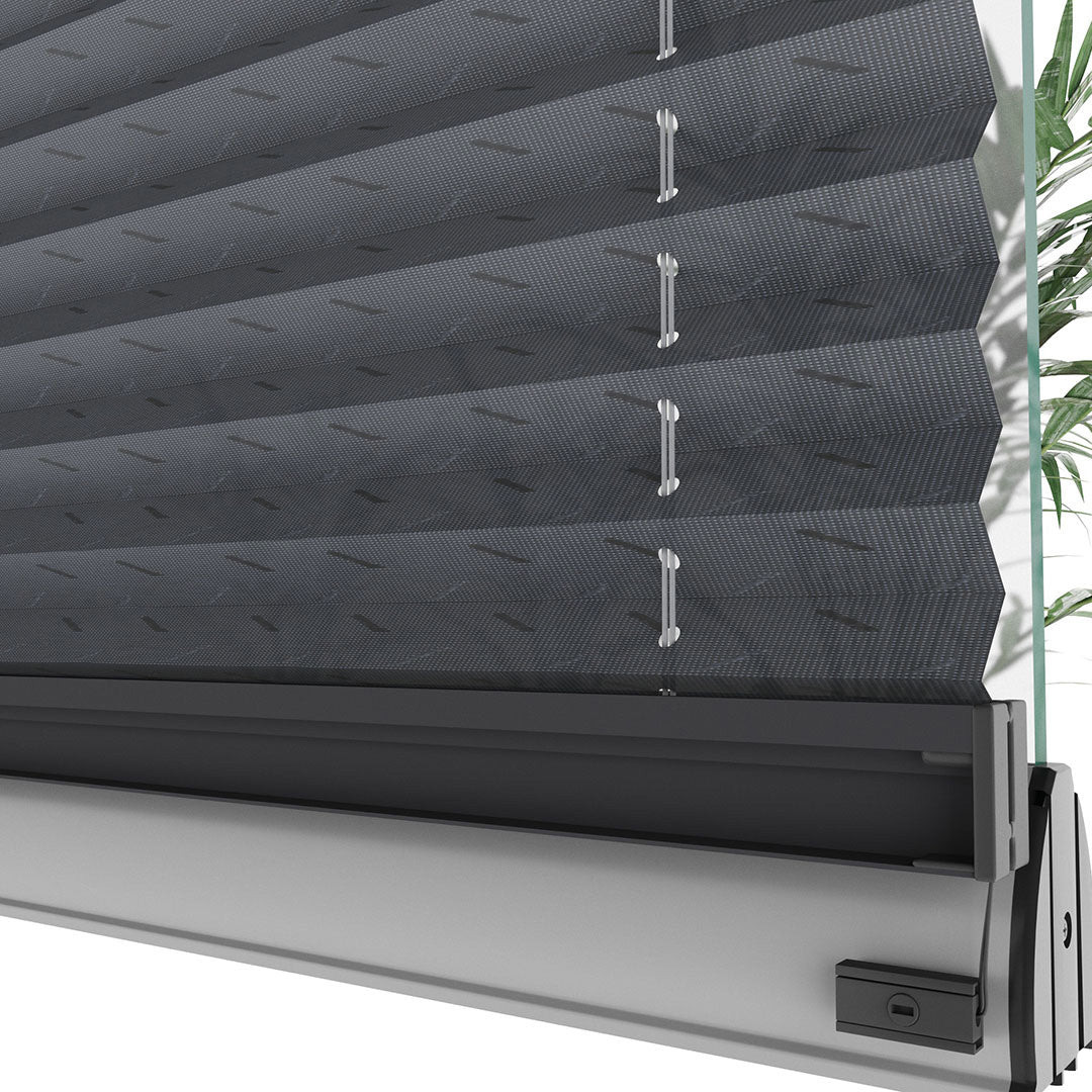 16 MM Desenli Ece Antrasit Plise Perde