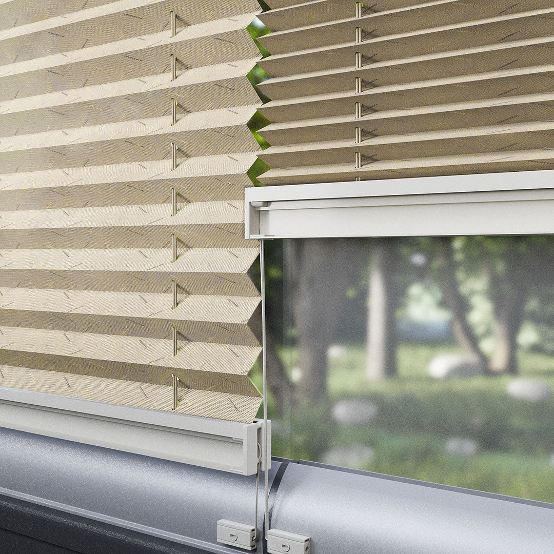 16 MM Desenli Ece Bej Plise Perde