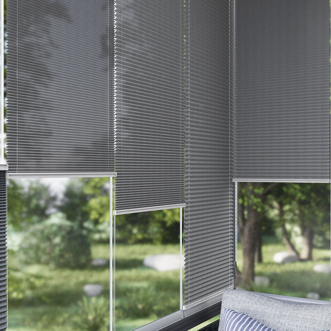 16 MM Desenli Ece Gri Plise Perde