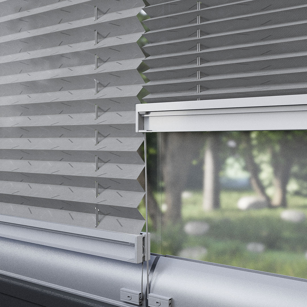 16 MM Desenli Ece Gri Plise Perde