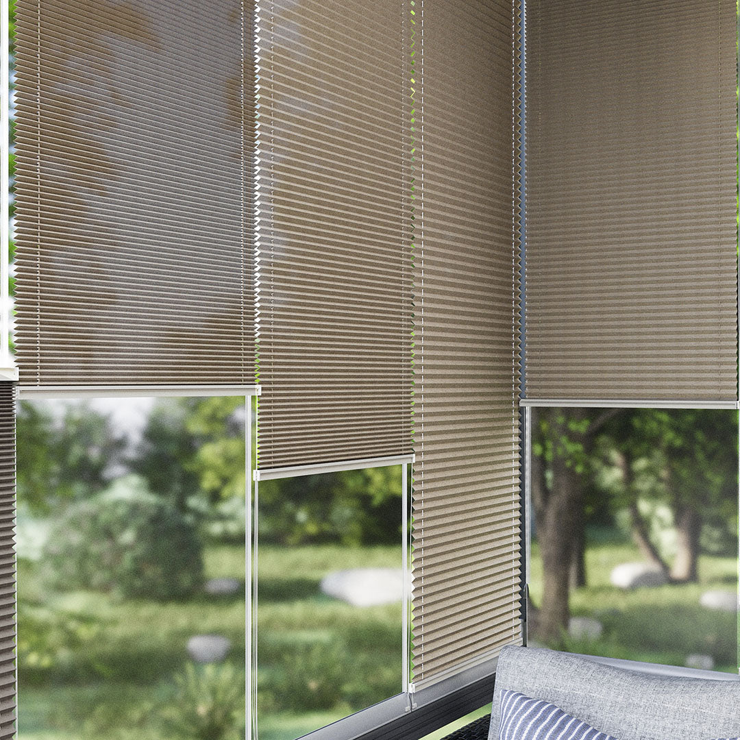 16 MM Desenli Efe Bej Plise Perde