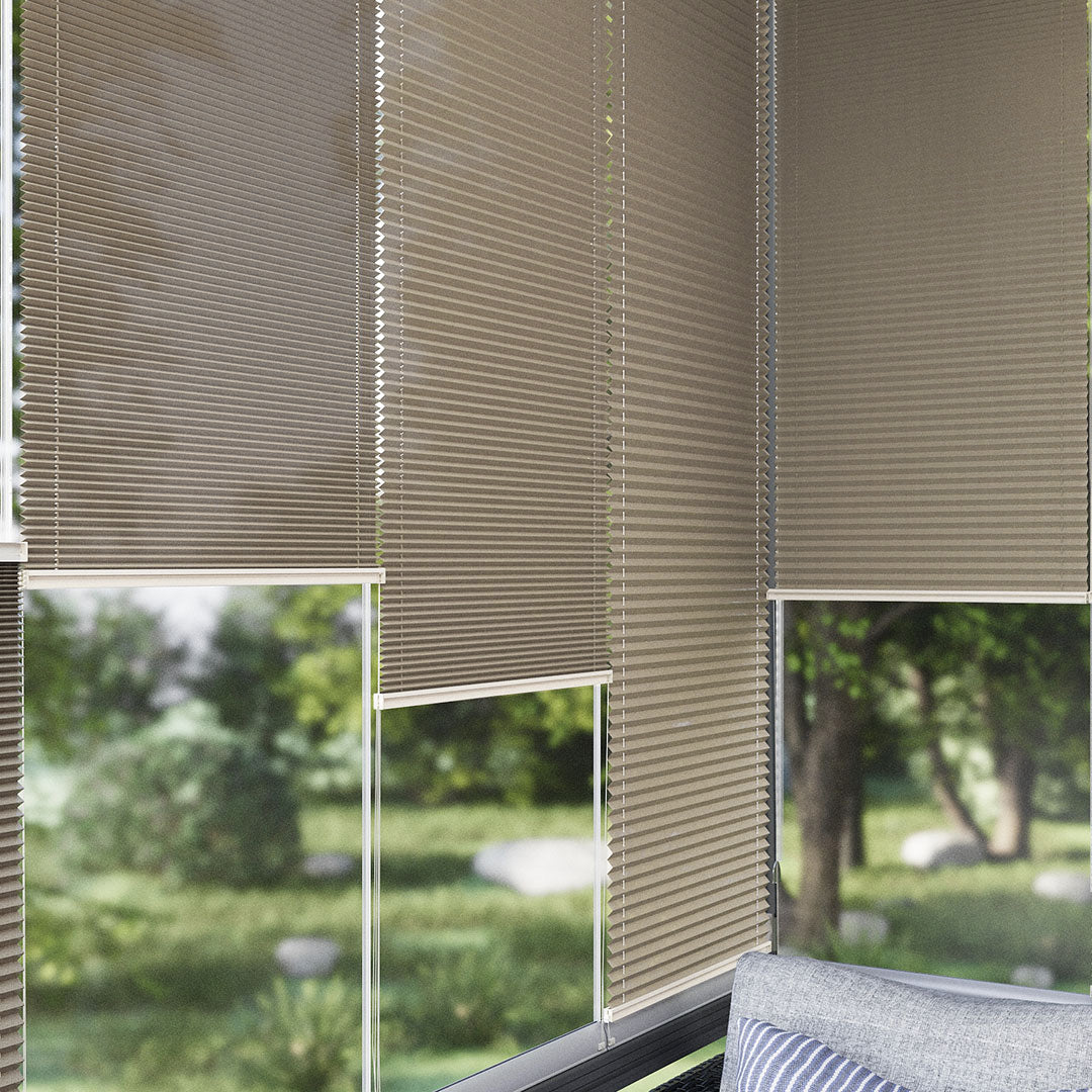 16 MM Desenli Yeni Bej Plise Perde