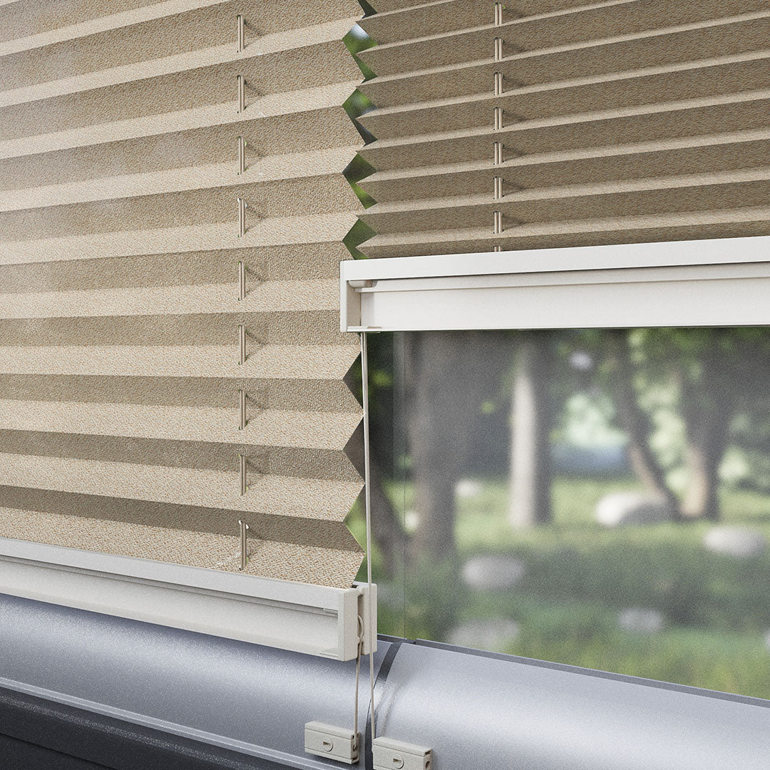 16 MM Desenli Yeni Bej Plise Perde