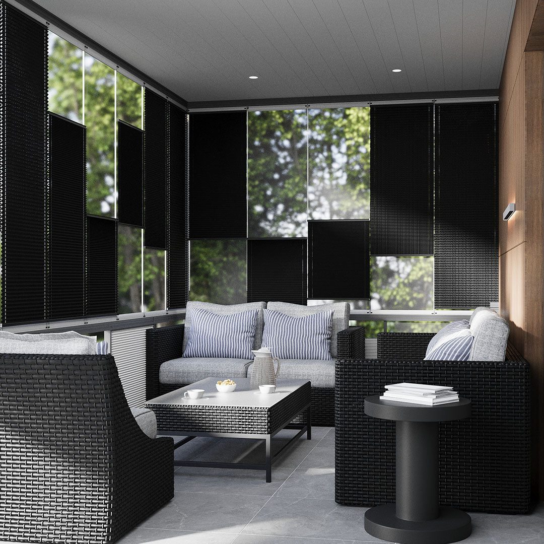 16 MM Pırlanta Siyah Düz Plise Perde