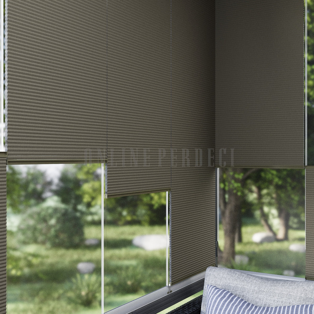 20 MM Honeycomb Kahverengi Plise Perde