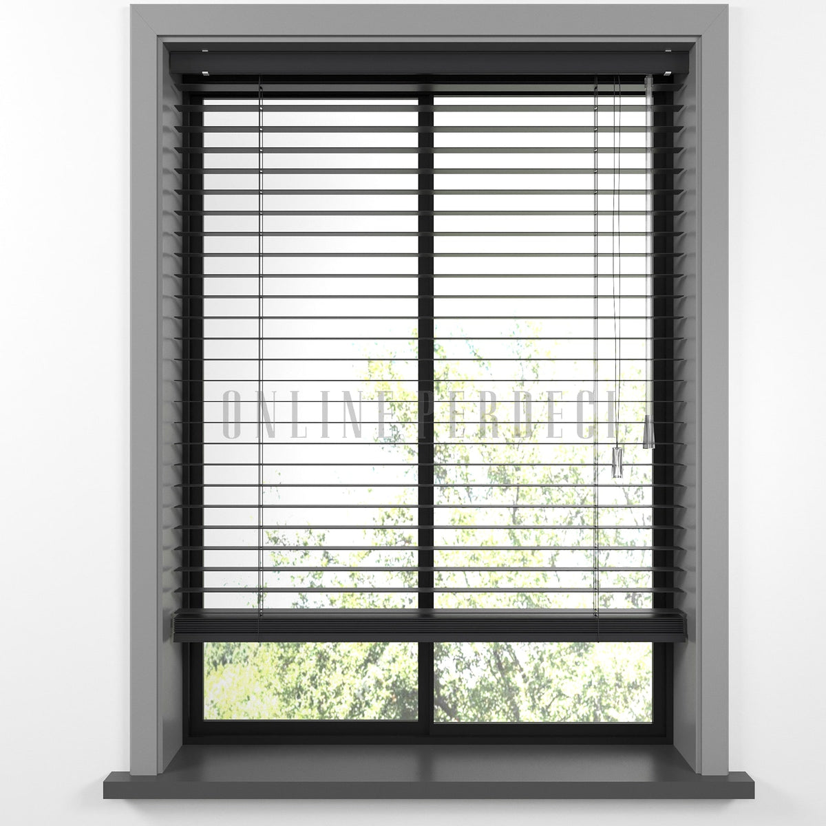 25 MM Lindera Antrasit Ahşap Jaluzi