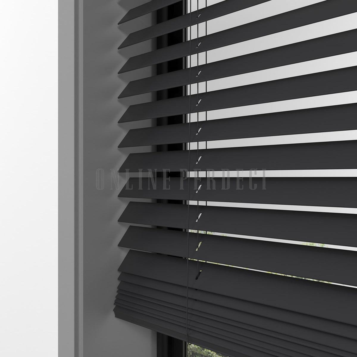 25 MM Lindera Antrasit Ahşap Jaluzi