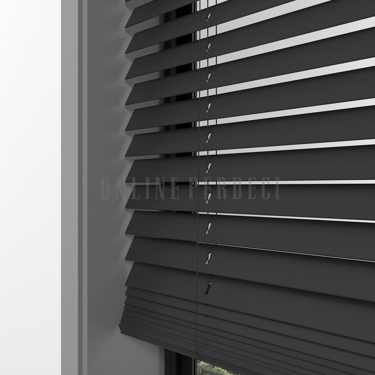 25 MM Lindera Antrasit Ahşap Jaluzi