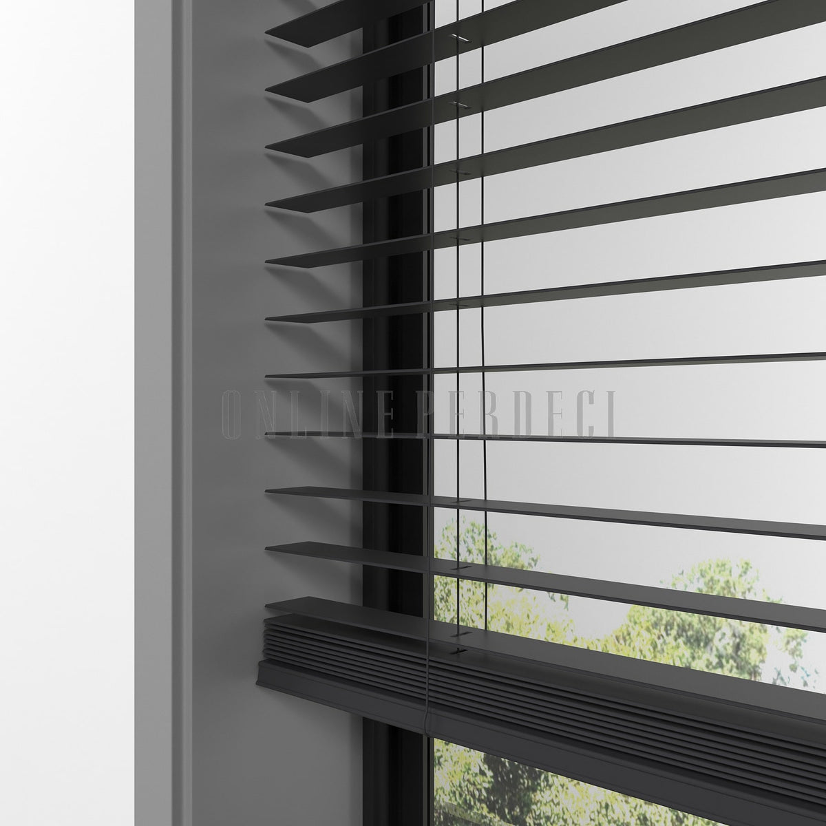 25 MM Lindera Antrasit Ahşap Jaluzi