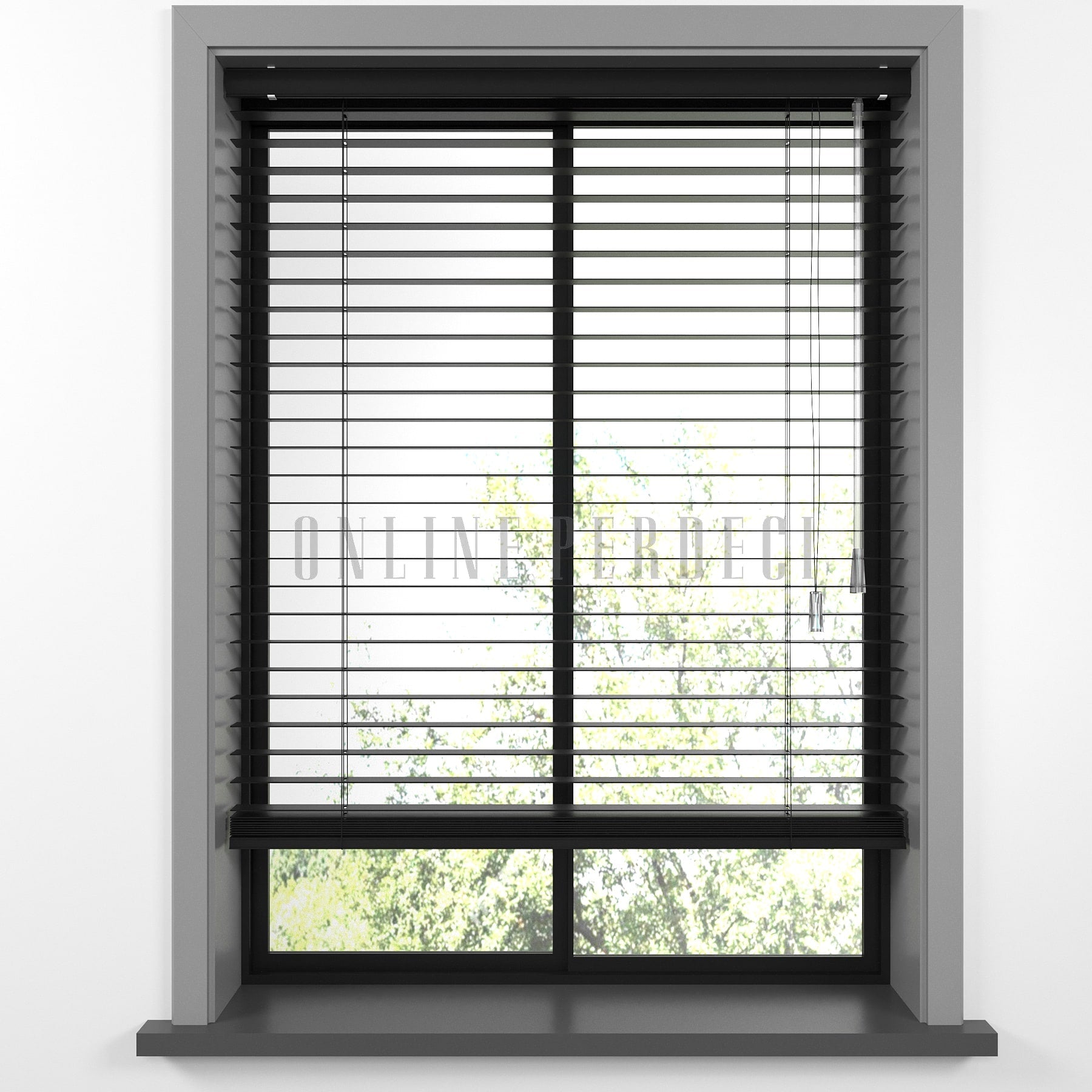 25 MM Lindera Siyah Ahşap Jaluzi
