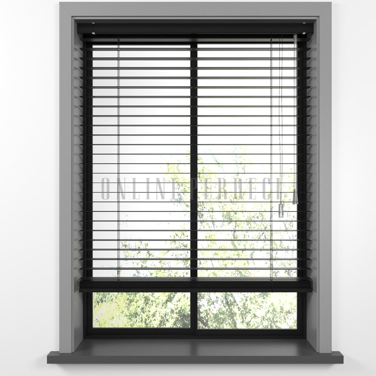 25 MM Lindera Siyah Ahşap Jaluzi