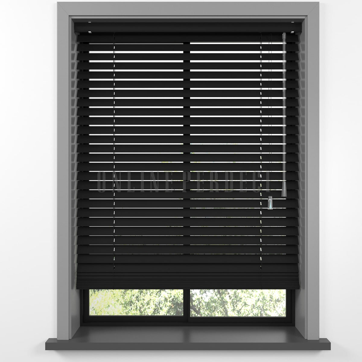25 MM Lindera Siyah Ahşap Jaluzi