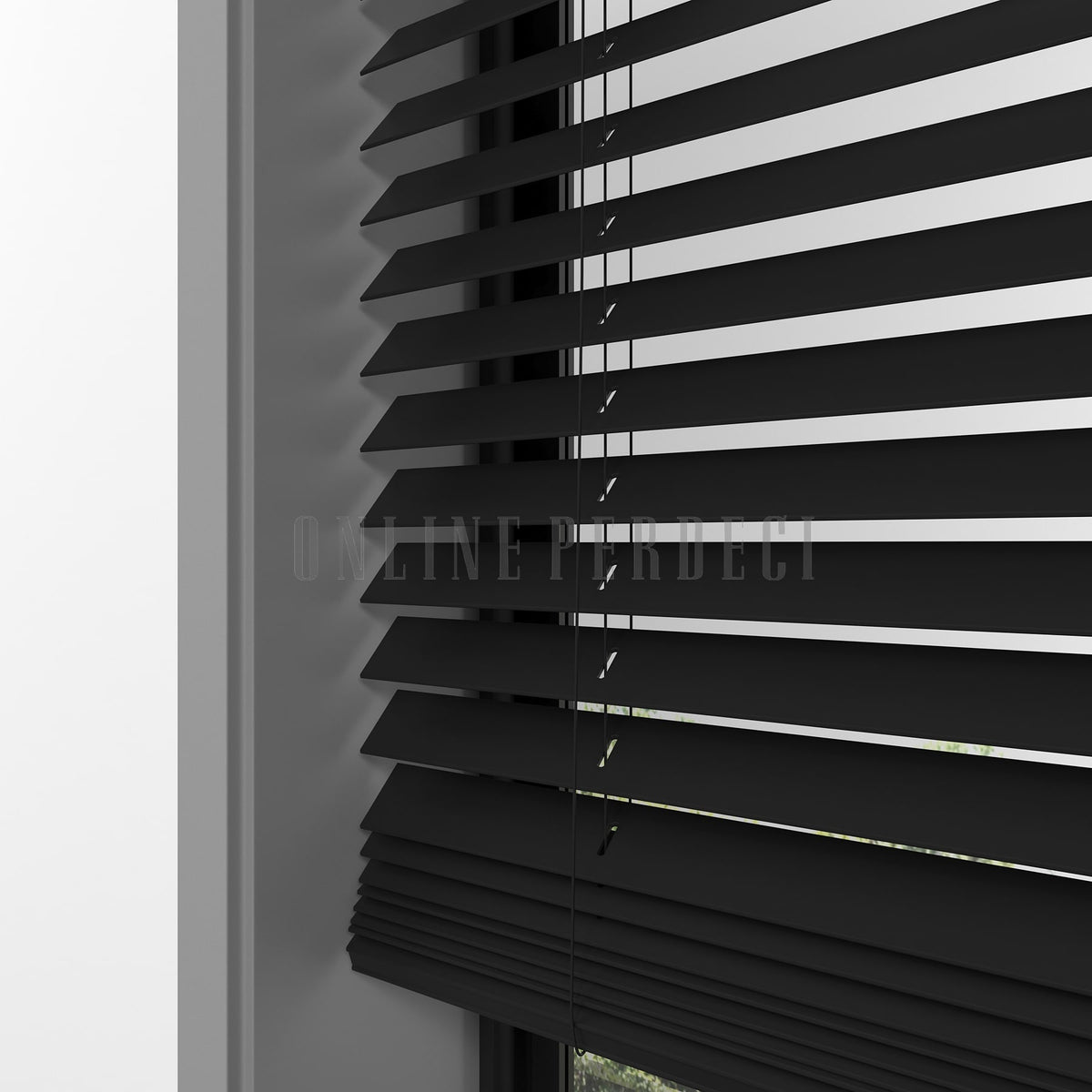 25 MM Lindera Siyah Ahşap Jaluzi