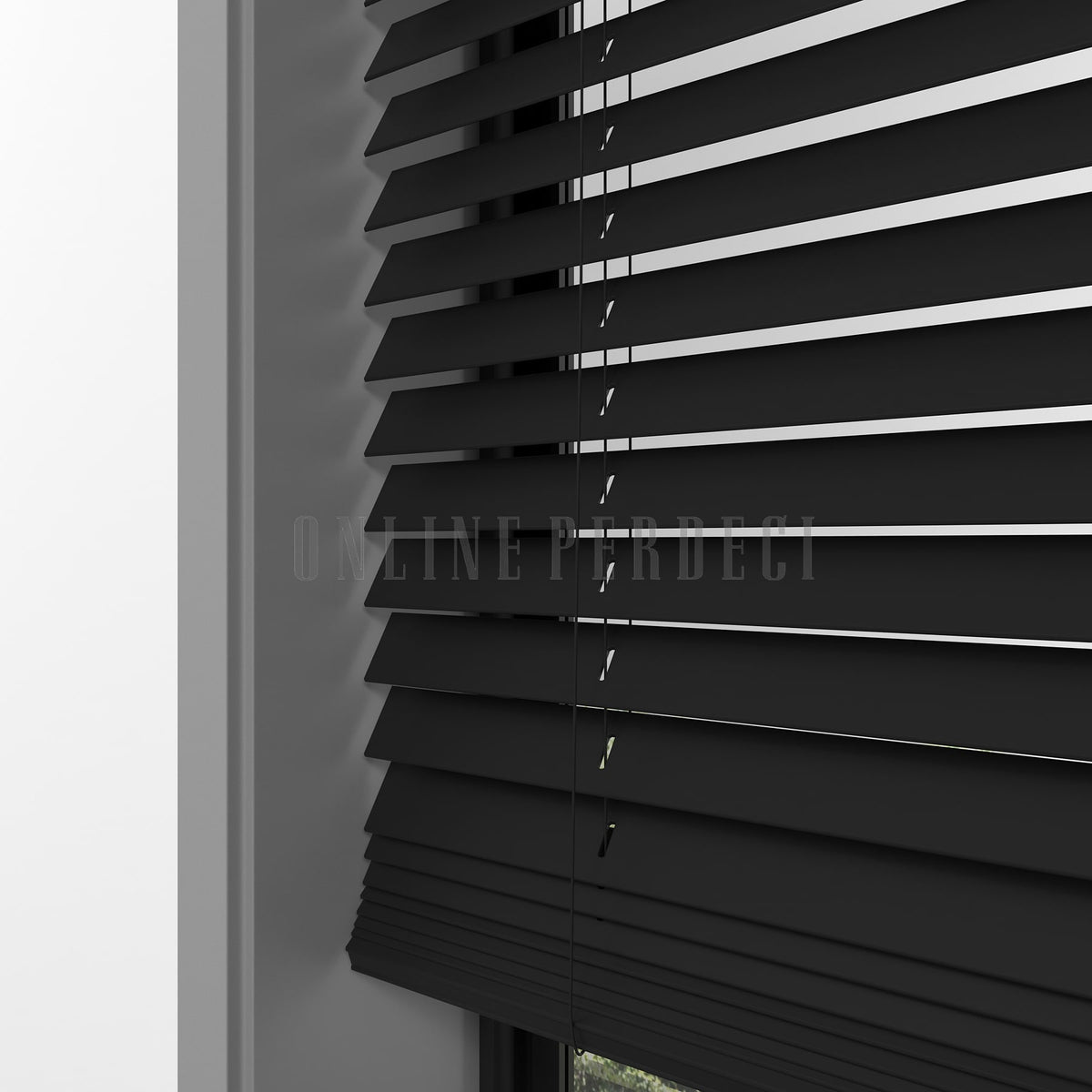 25 MM Lindera Siyah Ahşap Jaluzi