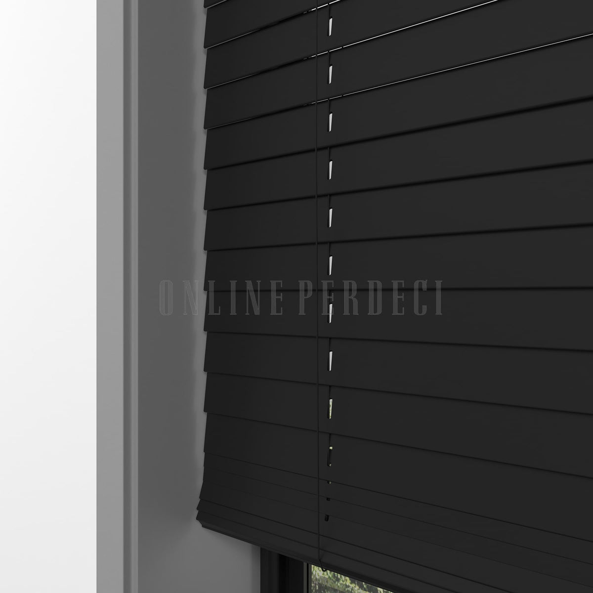 25 MM Lindera Siyah Ahşap Jaluzi