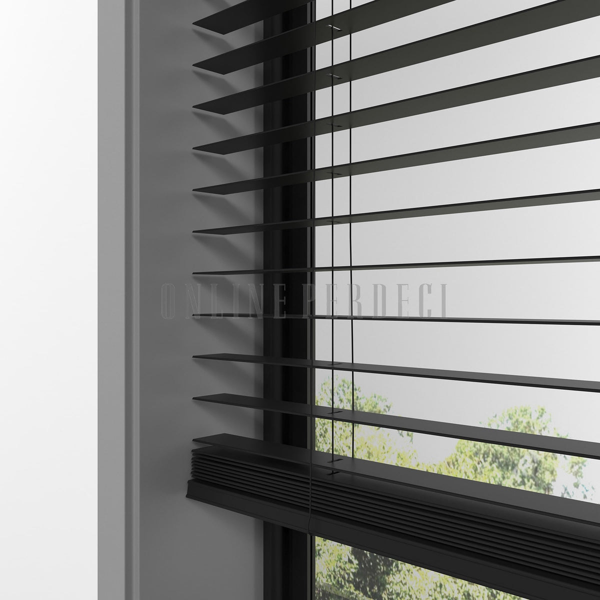 25 MM Lindera Siyah Ahşap Jaluzi