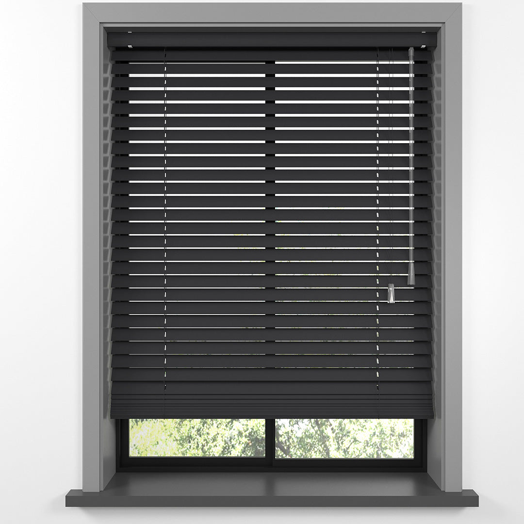 25 MM Ihlamur Antrasit Ahşap Jaluzi