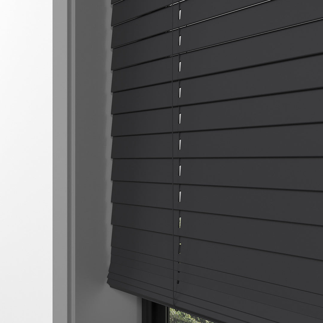 25 MM BASSWOOD Antrasit Ahşap Jaluzi