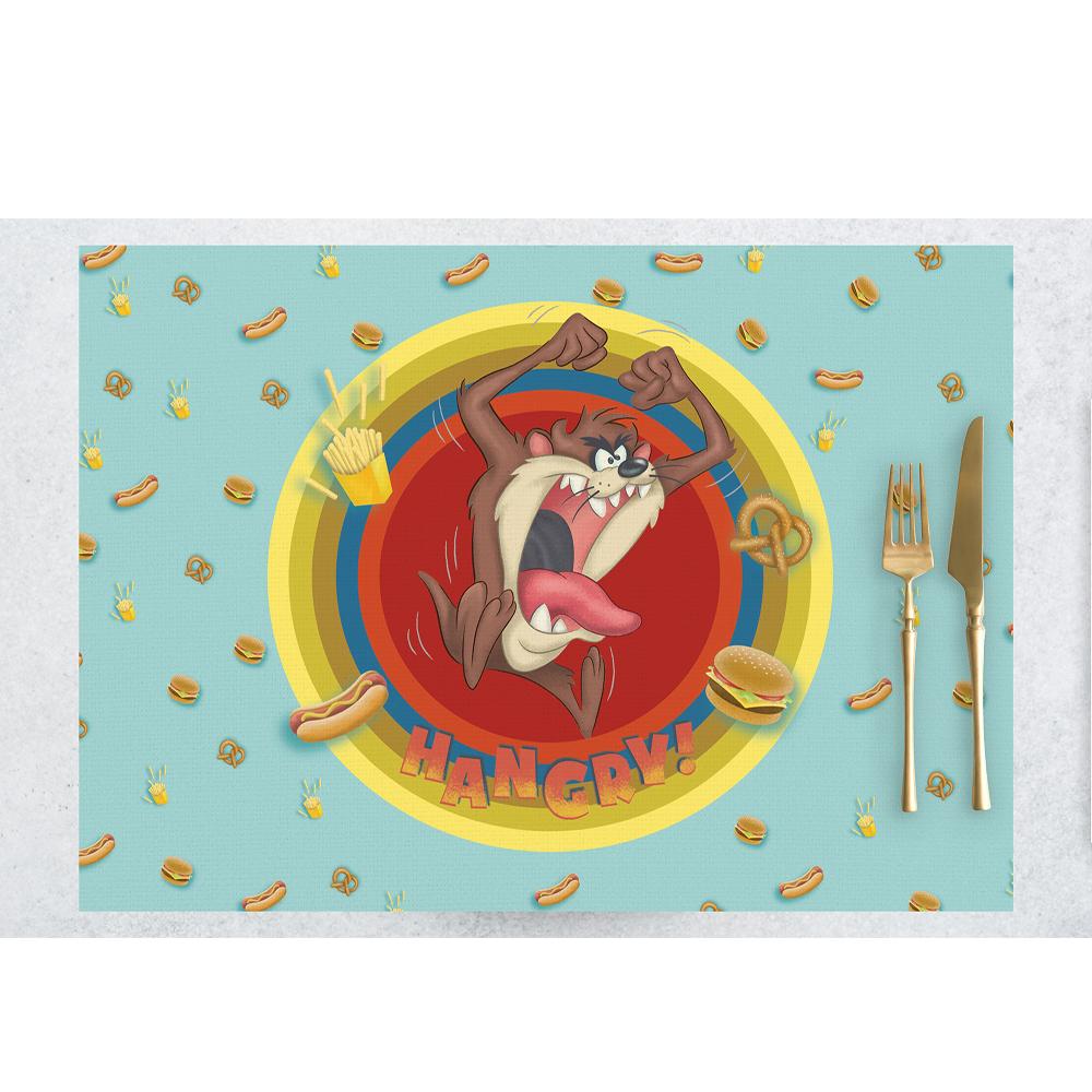 Tazmanya Canavarı Temalı Çocuk Koltuk Takımı – 4'lü Eğlenceli Amerikan Servis (30x50 cm)