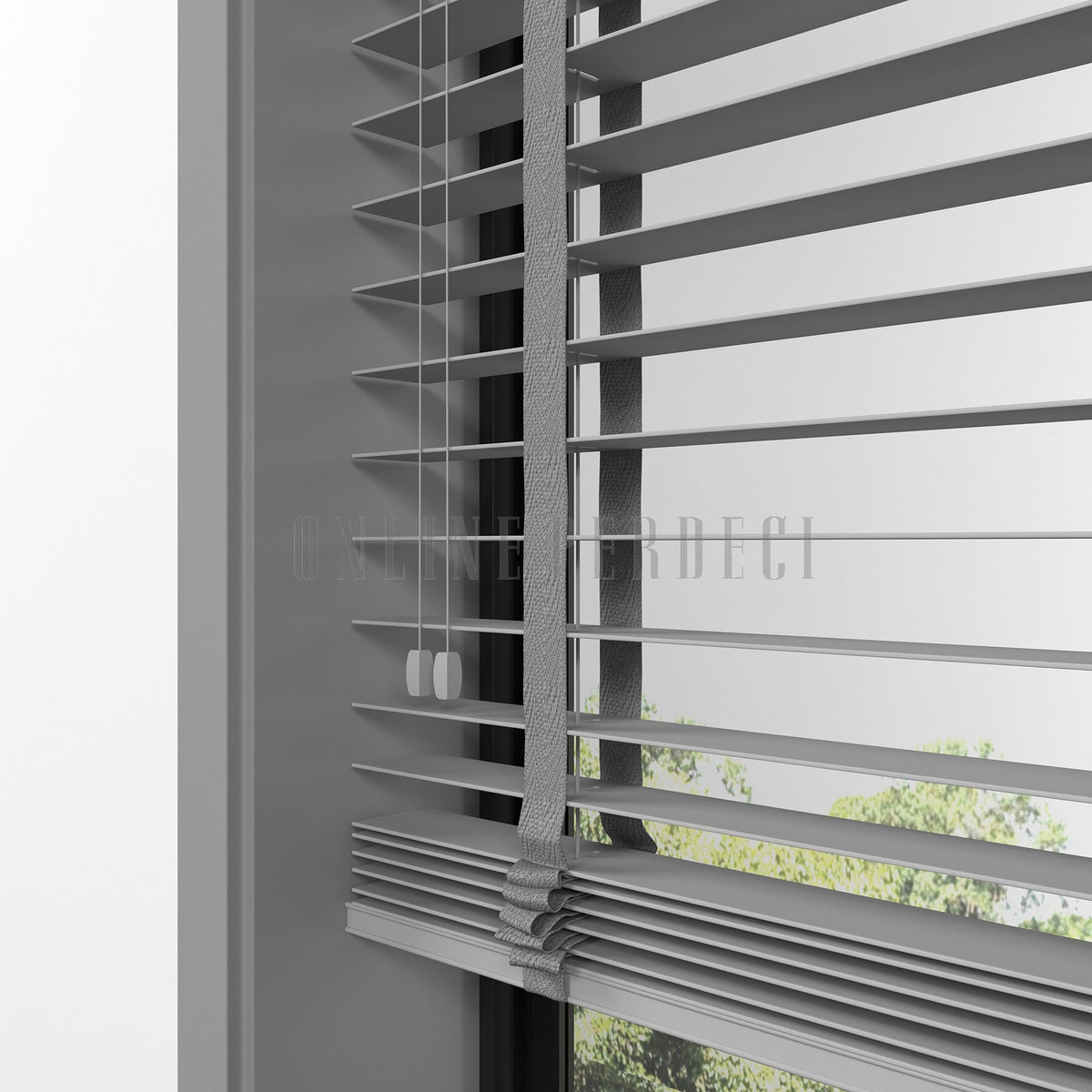 50 MM Klavia Gri Ahşap Jaluzi