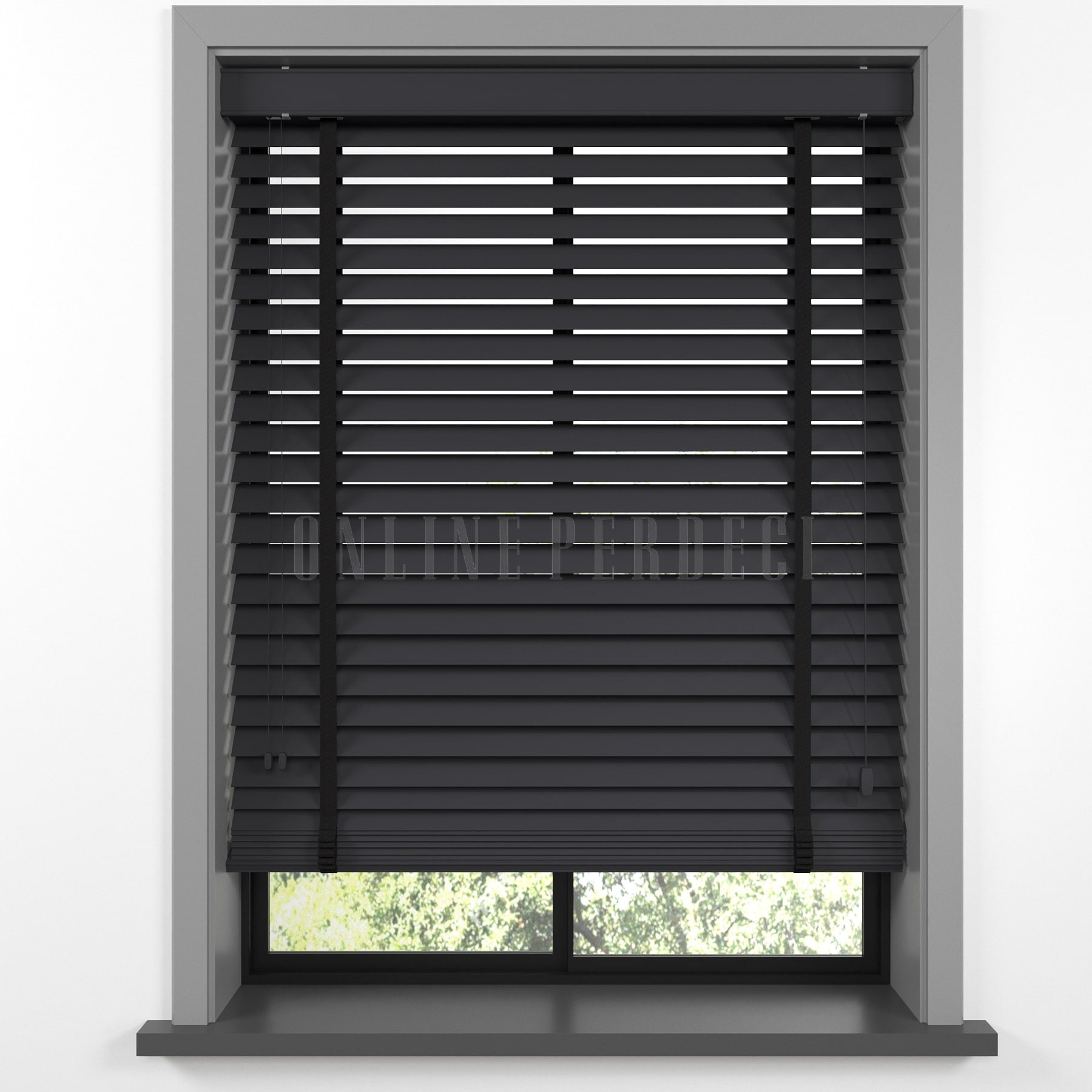 50 MM Lindera Antrasit Ahşap Jaluzi