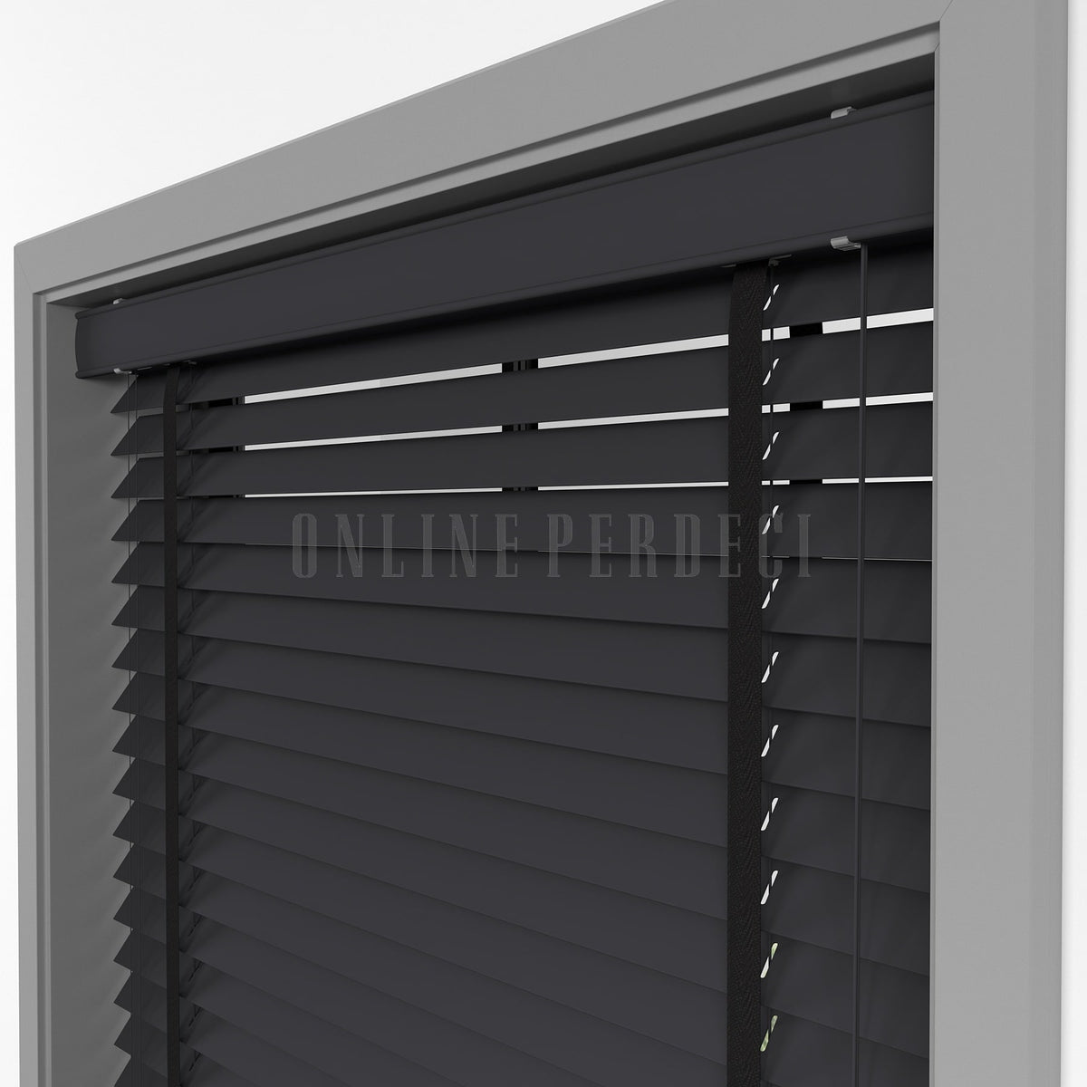 50 MM Lindera Antrasit Ahşap Jaluzi