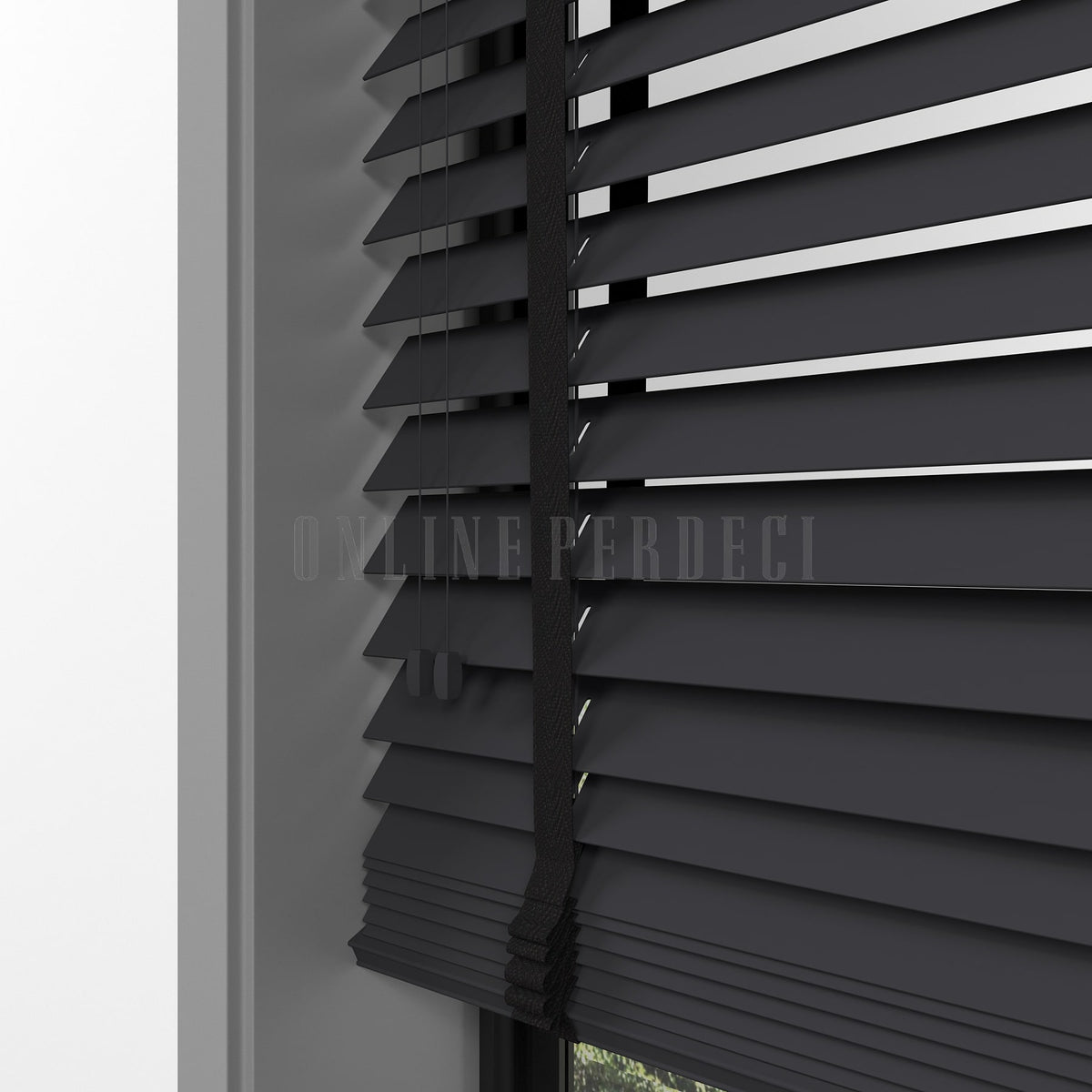 50 MM Lindera Antrasit Ahşap Jaluzi