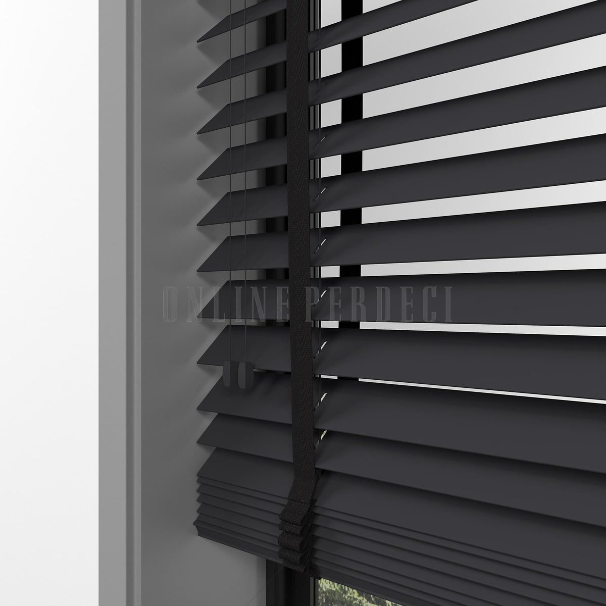 50 MM Lindera Antrasit Ahşap Jaluzi