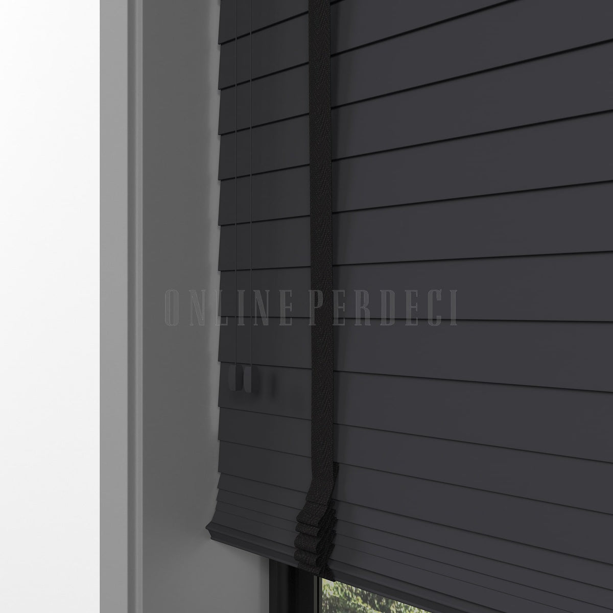 50 MM Lindera Antrasit Ahşap Jaluzi