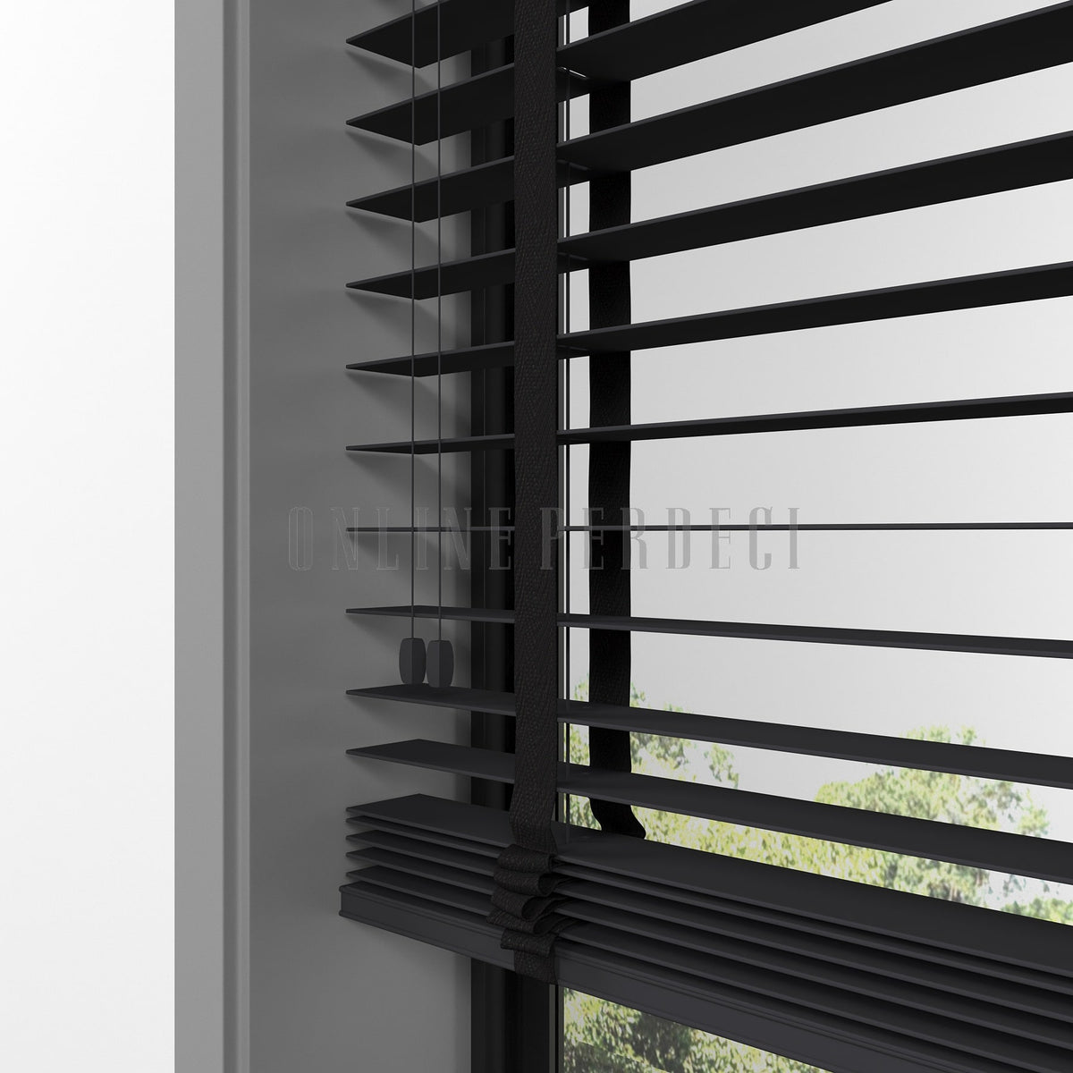 50 MM Lindera Antrasit Ahşap Jaluzi