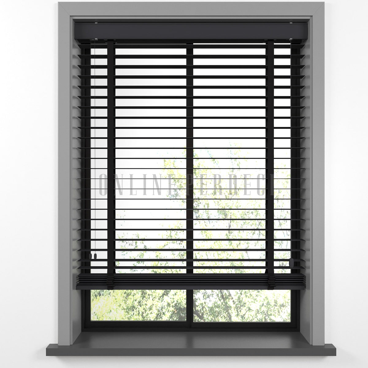 50 MM Lindera Antrasit Ahşap Jaluzi