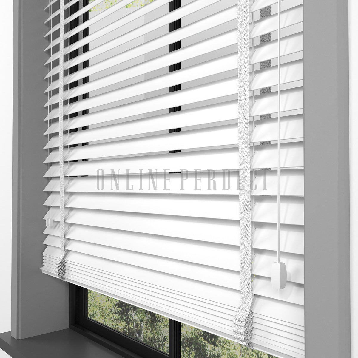 50 MM Lindera Beyaz Ahşap Jaluzi