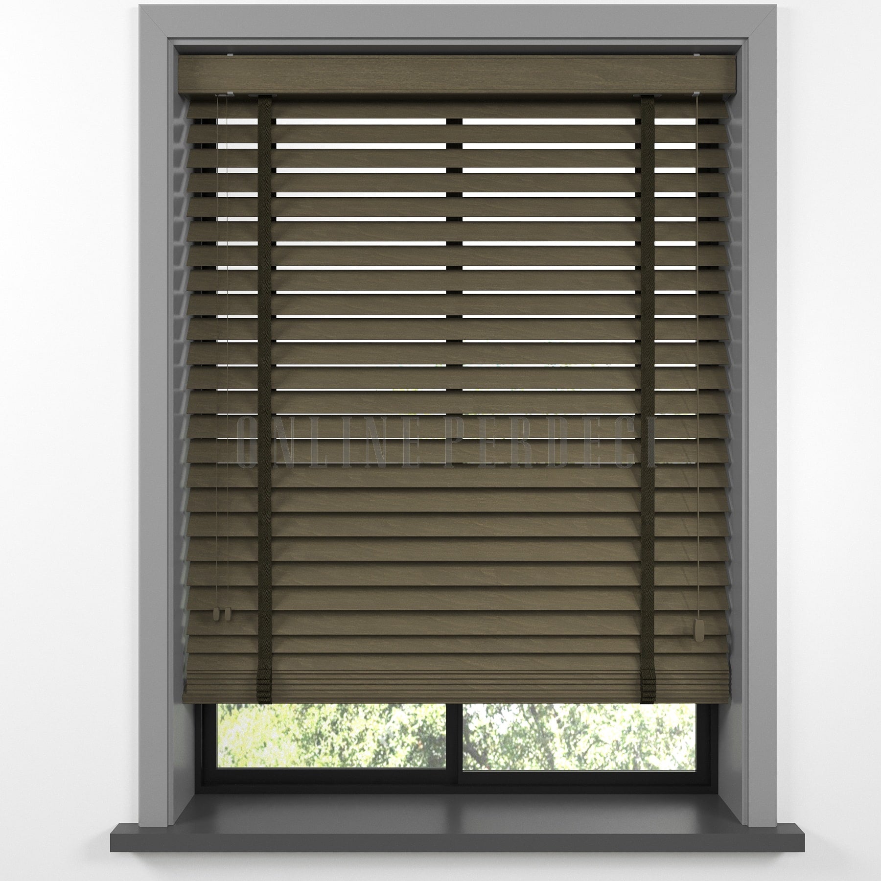 50 MM Lindera Chestnut Ahşap Jaluzi
