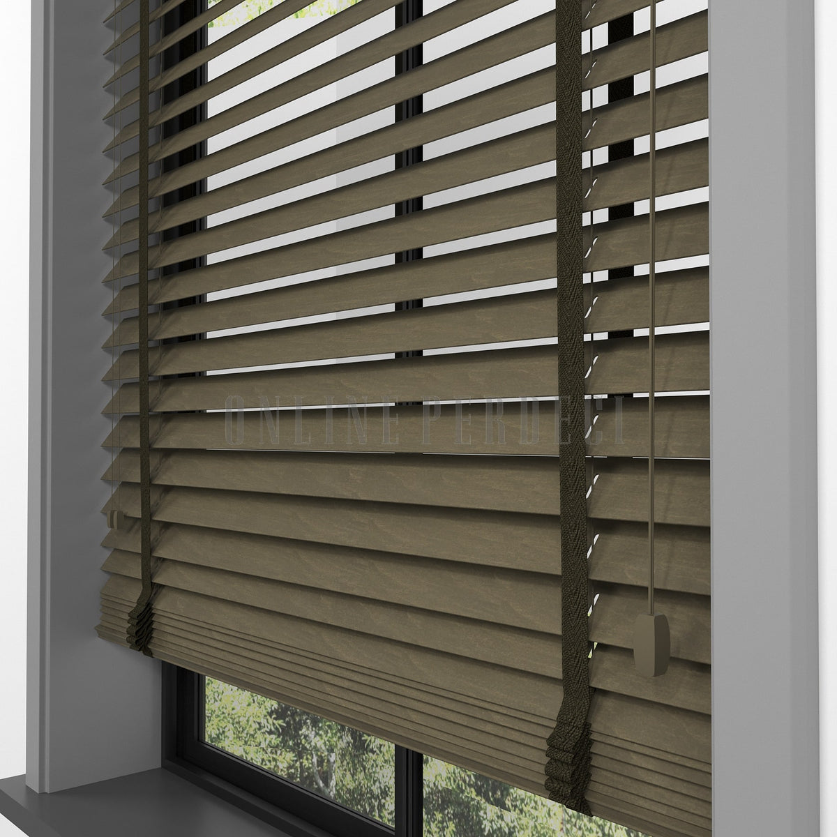 50 MM Lindera Chestnut Ahşap Jaluzi