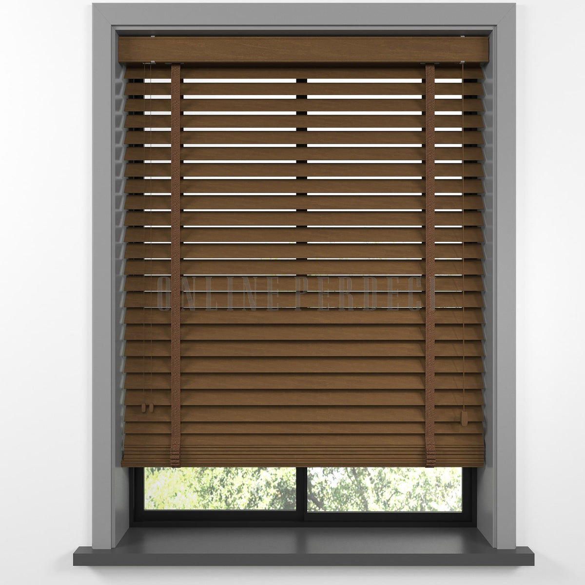 50 MM Lindera Dark Oak Ahşap Jaluzi