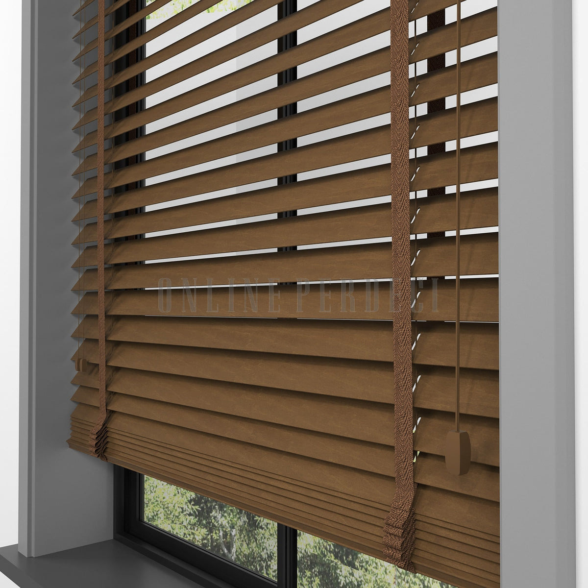 50 MM Lindera Dark Oak Ahşap Jaluzi