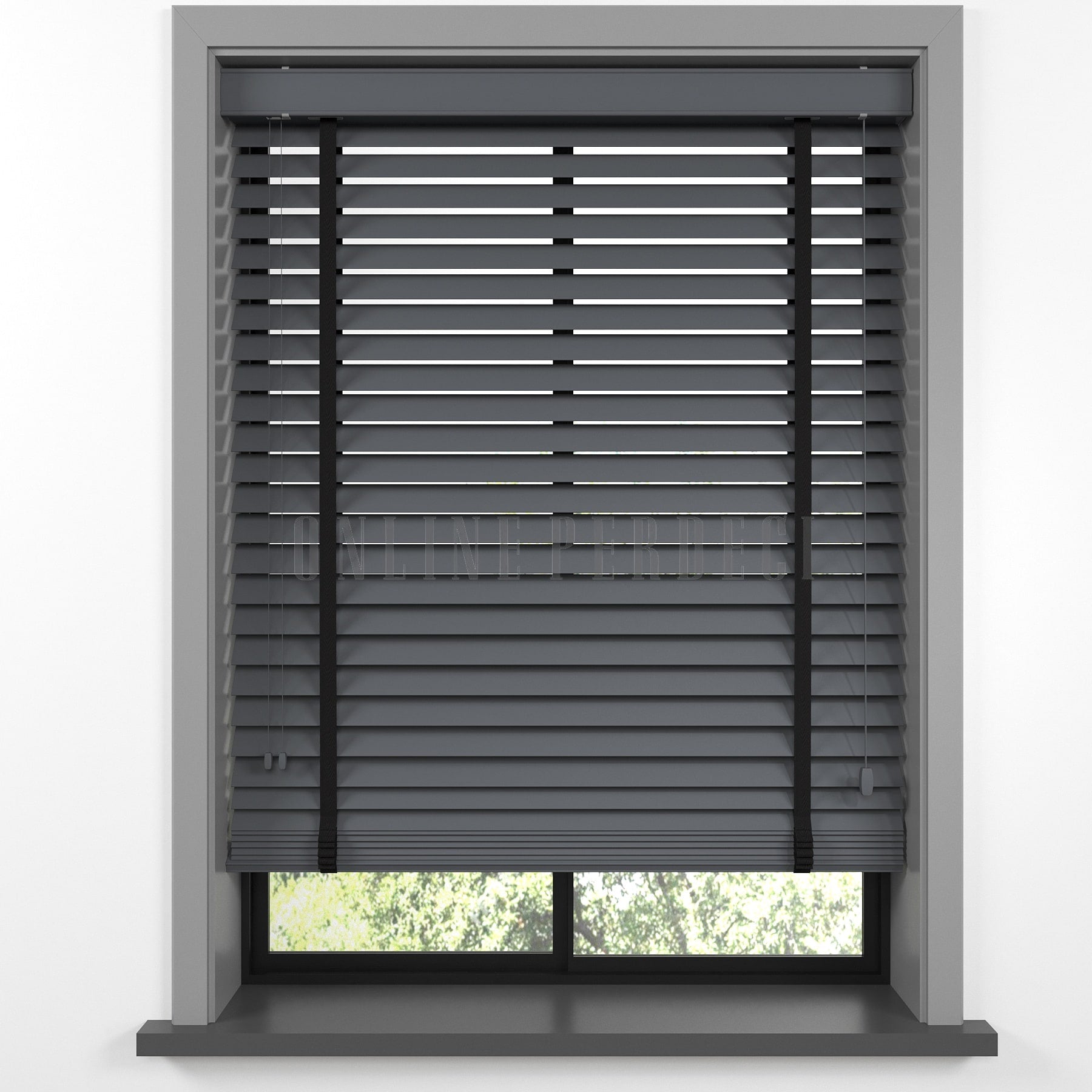 50 MM Lindera Füme Ahşap Jaluzi