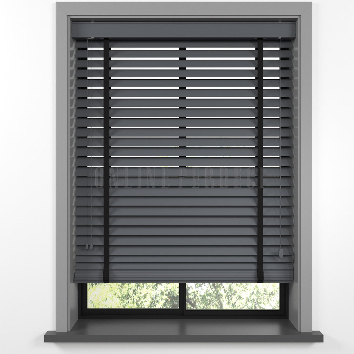 50 MM Lindera Füme Ahşap Jaluzi