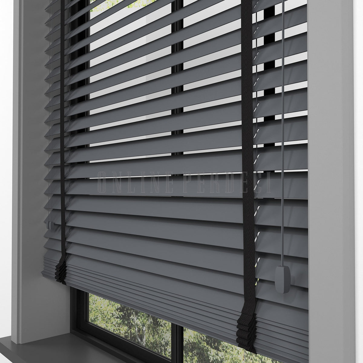 50 MM Lindera Füme Ahşap Jaluzi
