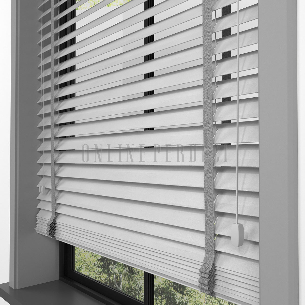 50 MM Lindera Gri Ahşap Jaluzi