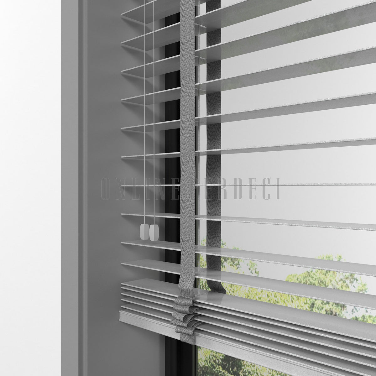 50 MM Lindera Gri Ahşap Jaluzi