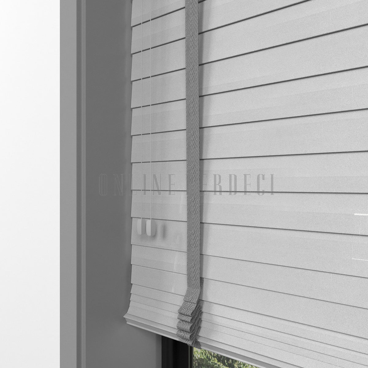 50 MM Lindera Gri Ahşap Jaluzi