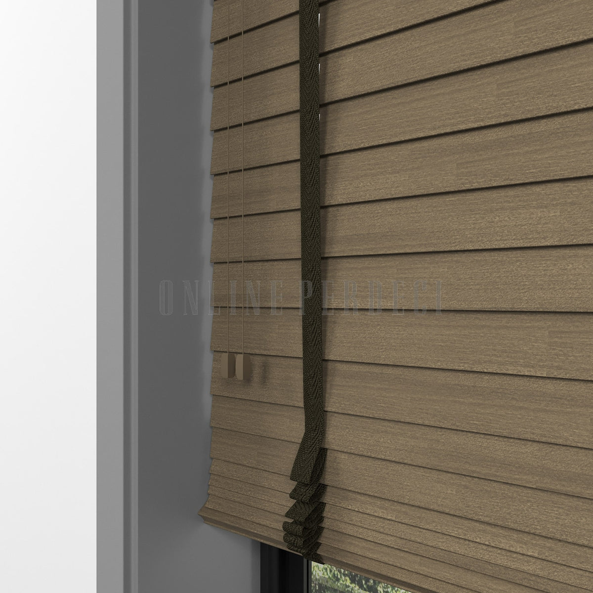 50 MM Lindera Hazelnut Ahşap Jaluzi