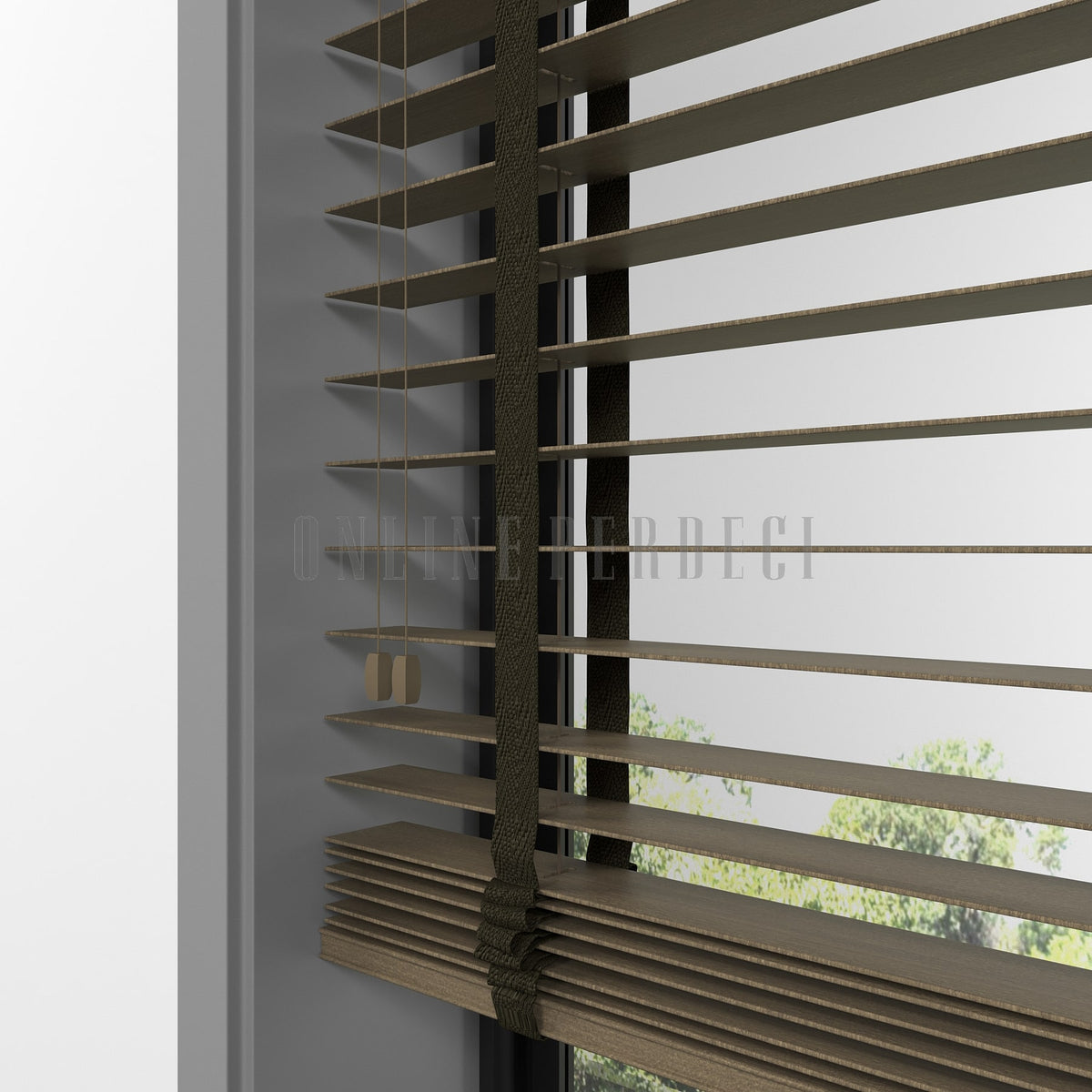 50 MM Lindera Hazelnut Ahşap Jaluzi