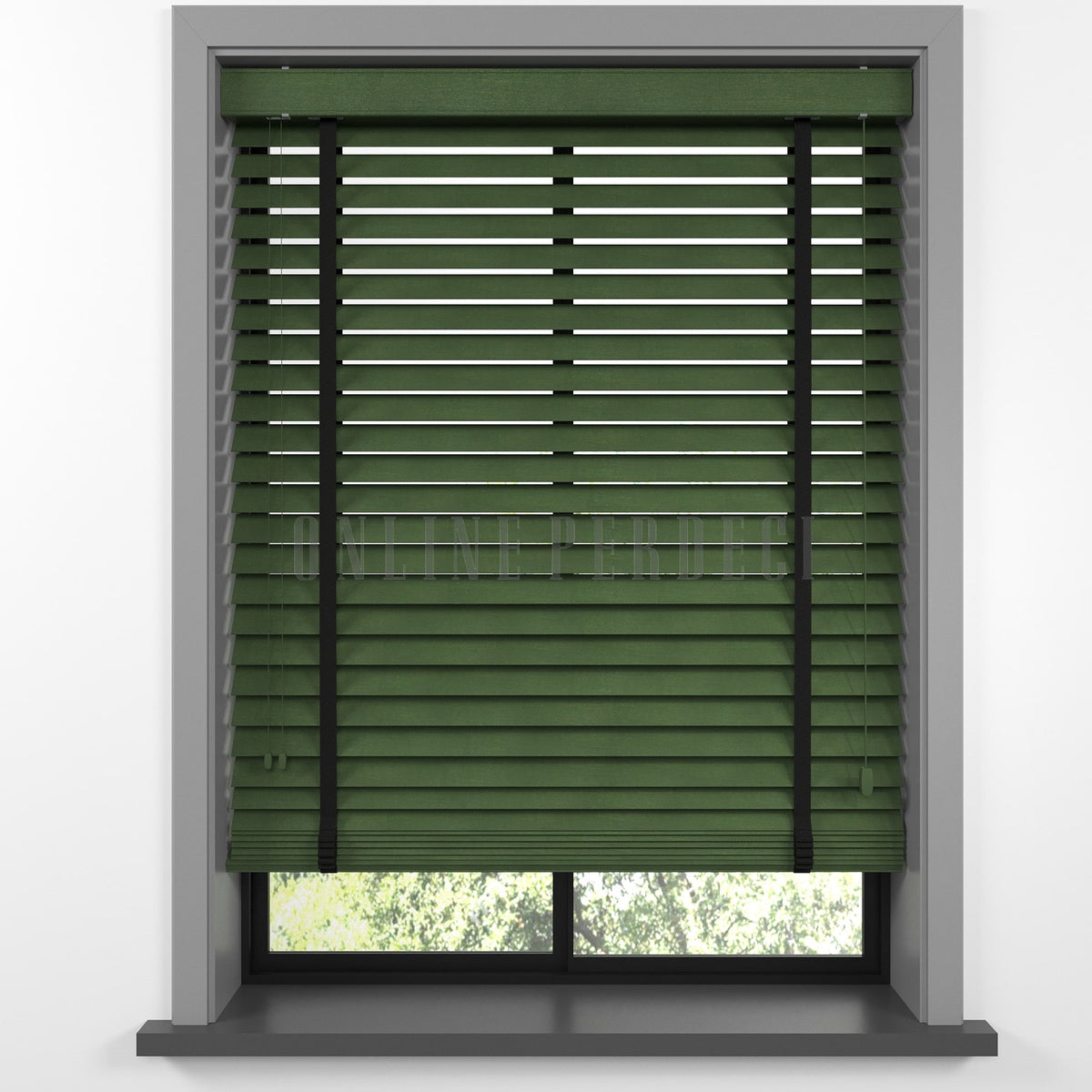 50 MM Lindera Yeşil Ahşap Jaluzi