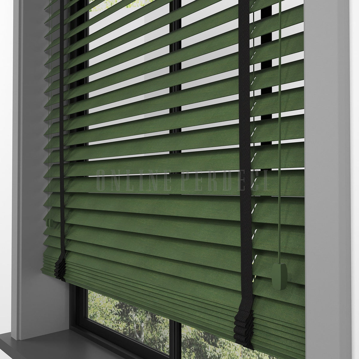 50 MM Lindera Yeşil Ahşap Jaluzi