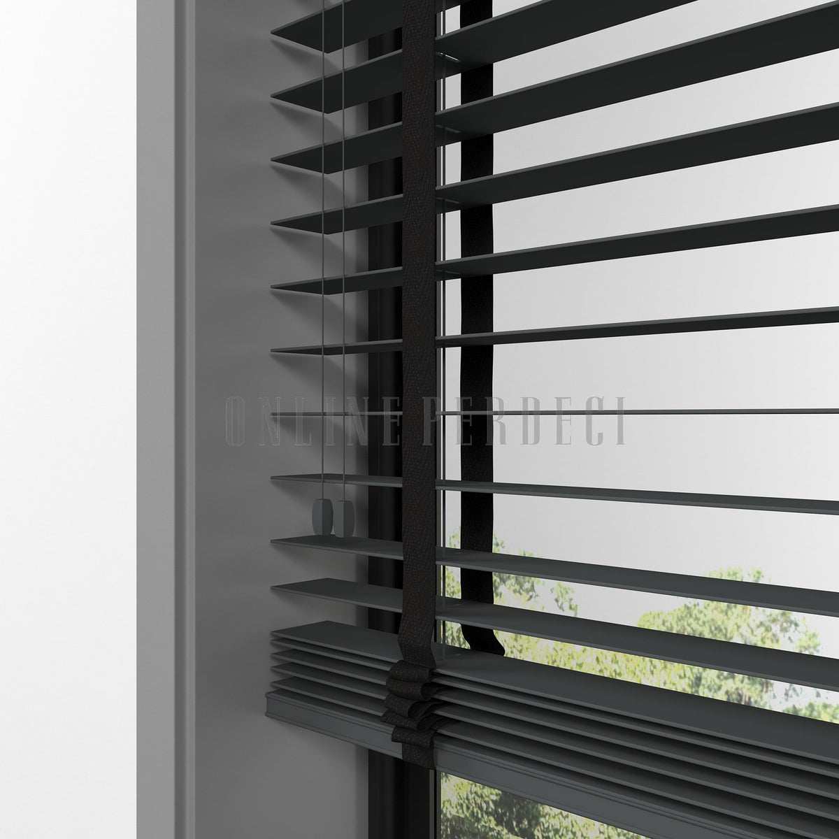 50 MM Ormanis Antrasit Ahşap Jaluzi